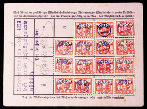 NSDAP Mitgliedskarte 1938 NSDAP membercard from Ried (1938)
