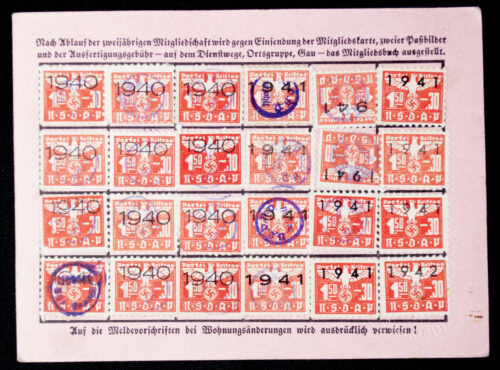 NSDAP Mitgliedskarte 1940 NSDAP membercard from Ried (1940)