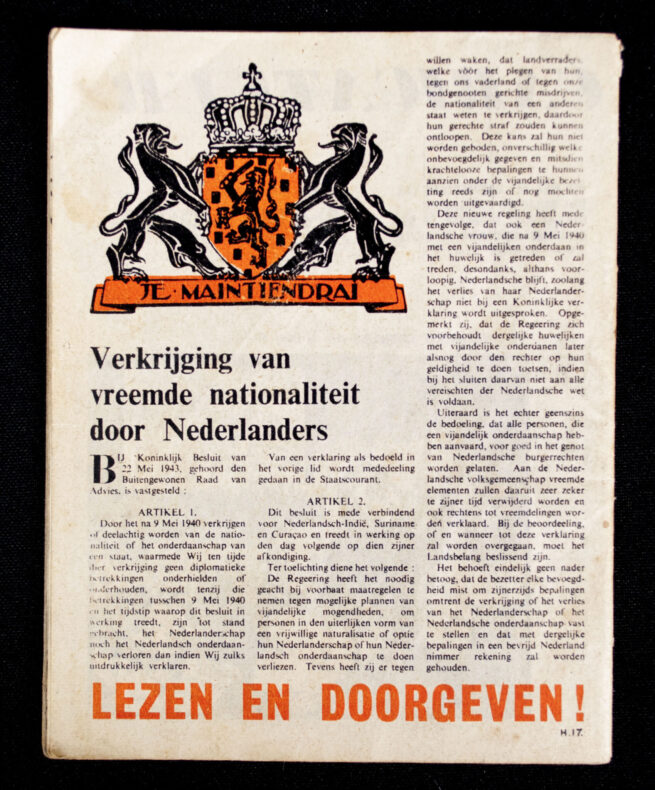 (Booklet) De Wervelwind No.13 Augustus 1943