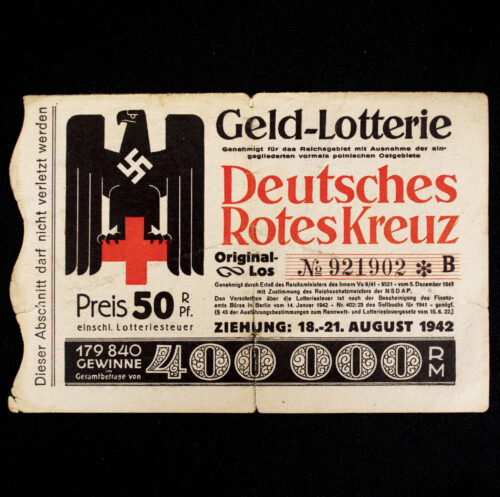 DRK Lottery Ticket - Geld Lotterie für das Deutsche Rote Kreuz (1942)