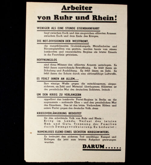 (Leaflet) Arbeiter von Ruhr und Rhein! WG.11 (19441945)