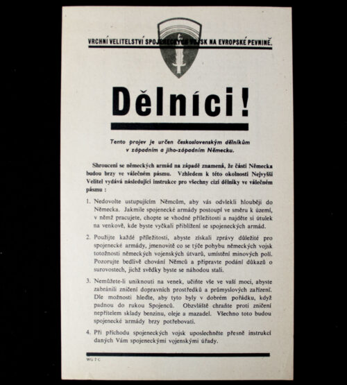 (Leaflet) Dělníci - Alliertes Oberkommando WG.7c (1944)