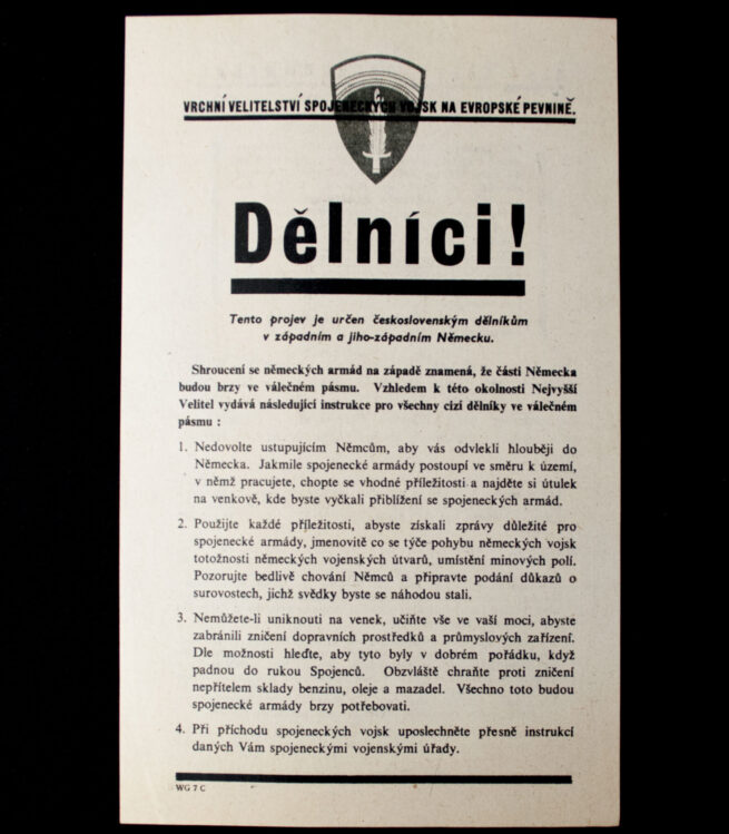 (Leaflet) Dělníci - Alliertes Oberkommando WG.7c (1944)