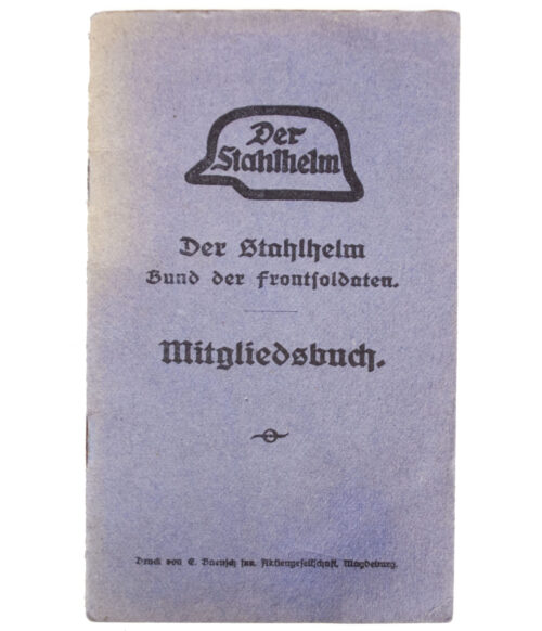 Der Stahlhelm Bund der Frontsoldaten Mitliedsbuch (Jungstahlhelm + Stahlhelm landsturm!)
