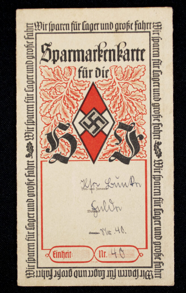 Hitlerjugend (HJ) Dienstkarte + Sparmarkenkarte + Photo from a BDM girl