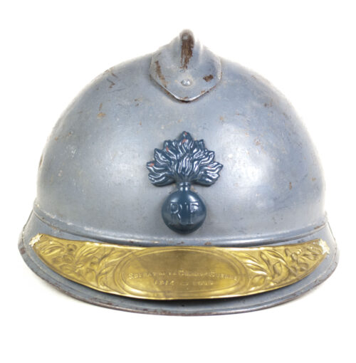 M15 Adrian Helmet with Soldt de la Guerre 1914 - 1918 helmet plate
