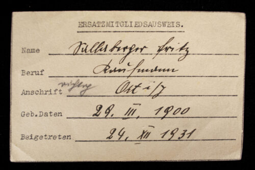 NSDAP Erstzmitgliedsausweis (3x)