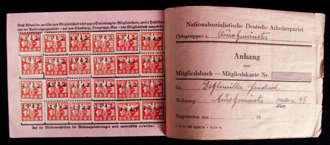 NSDAP Mitgliedskarte 1941 NSDAP membercard from Aurolzmünster (Austria) (1941)