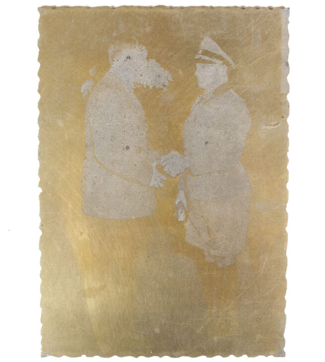Original newspaper photo “Druckplatte” (printing plate) of Adolf Hitler and Sepp Dietrich