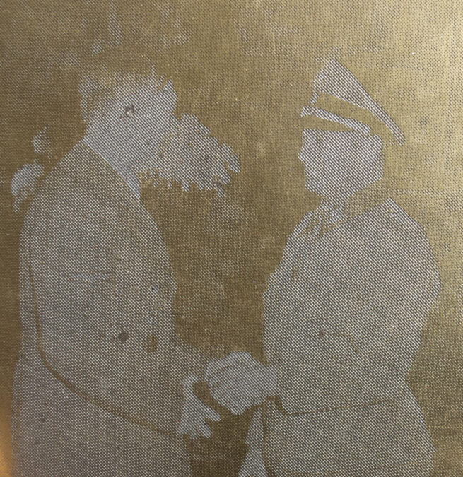 Original newspaper photo “Druckplatte” (printing plate) of Adolf Hitler and Sepp Dietrich