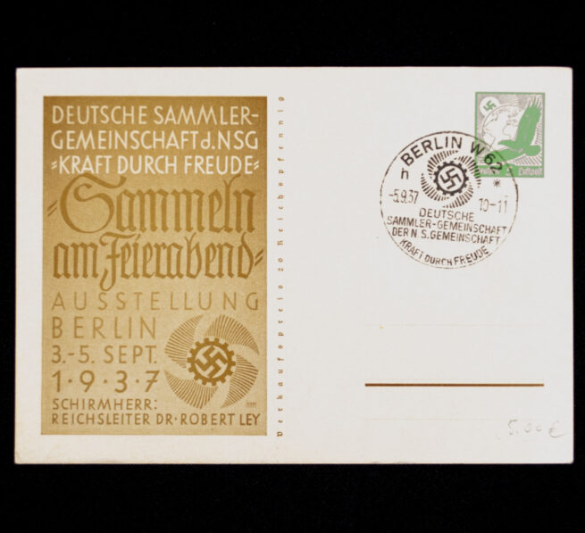 (Postcard) Deutsche Sammlergemeinschaft d. NSG Kraft durch Freude (KDF) Ausstellung Berlin 1937