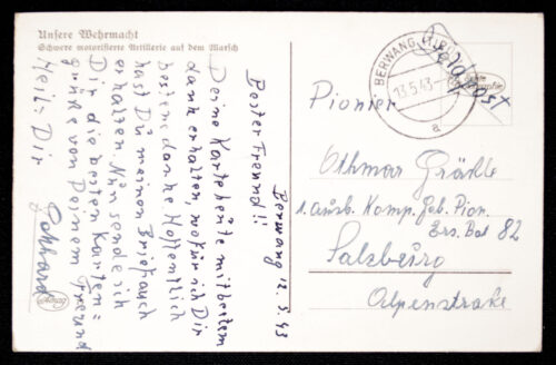 (Postcard) Unsere Wehrmacht Schwere Motorisierte Artillerie auf dem marsch