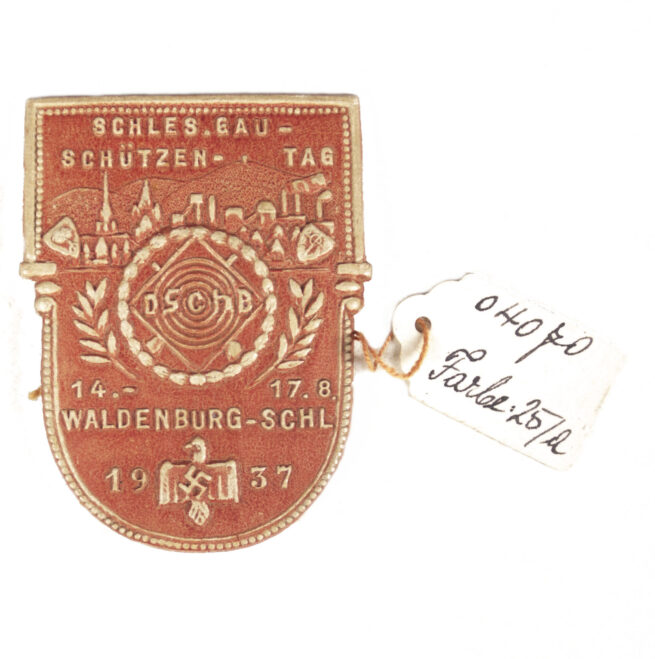 Schles. Gau-Schützen Tag 14.-17.8.1937 Waldenburg-Schlesien (with tag)