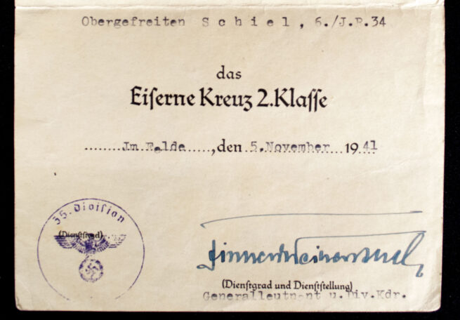 UrkundeCitation for the Eiserne Kreuz 2. Klasse (1941) (With RK-trager signature!)