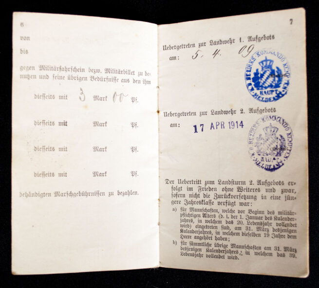 WWI Militär pass