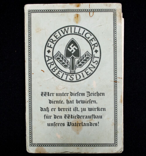 Freiwilliger Arbeitsdienst Arbeitspass + document (1934)