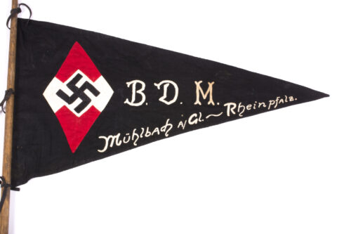 Bund Deutscher Mädel (BDM) Jungmädel Wimpel on original flagpole