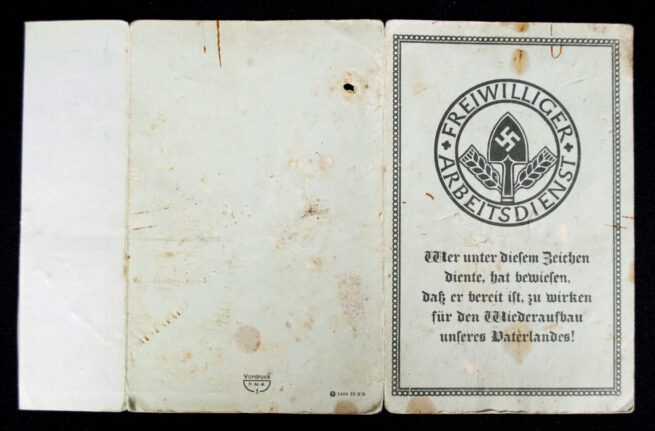 Freiwilliger Arbeitsdienst Arbeitspass + document (1934)