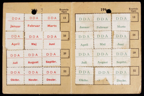 (Denmark) Det danske Arbejdsfællesskab Dänish Labourfront memberpass (1943)