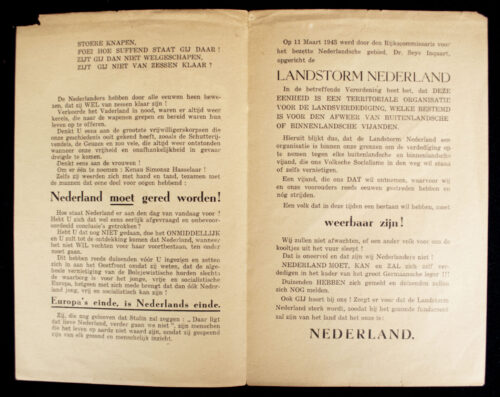 SS Landstorm Nederland recruitment flyer (rare!)