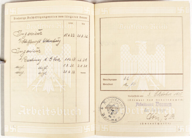 Arbeitsbuch Arbeitsamt Bremen (1935)