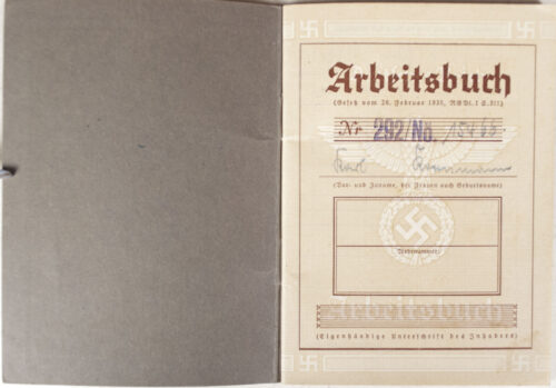 Arbeitsbuch Arbeitsamt Donauwörth (1939)