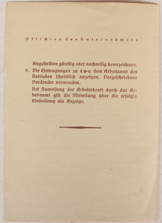 Arbeitsbuch Arbeitsamt Stuttgart + Merkblatt (1935)