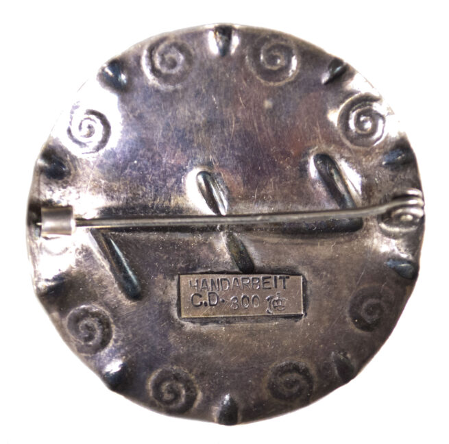 Cultural Brooch Wolfsangel by maker Christian Deininger. Hallmarked 800 silver (RARE!)