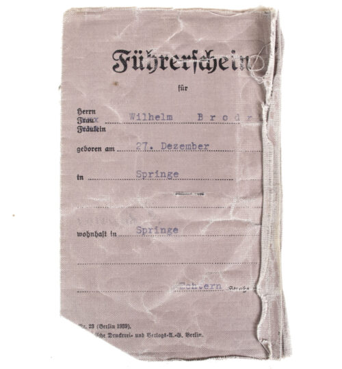 German Fuhrerschein (Drivers Licence) with passphoto from 1934