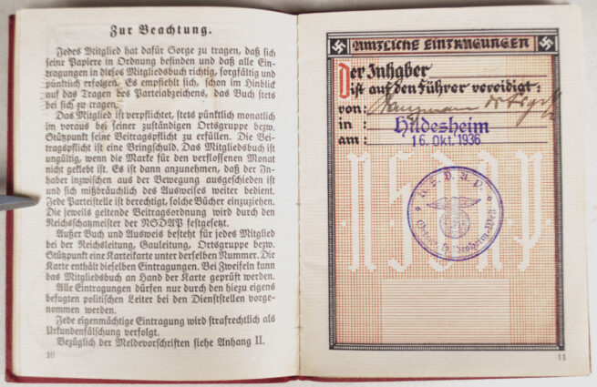 NSDAP Mitgliedsbuch (Memberbooklet)