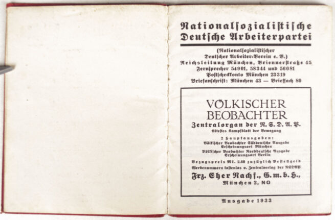 NSDAP Mitgliedsbuch (Memberbooklet) With early style eagle (1934)