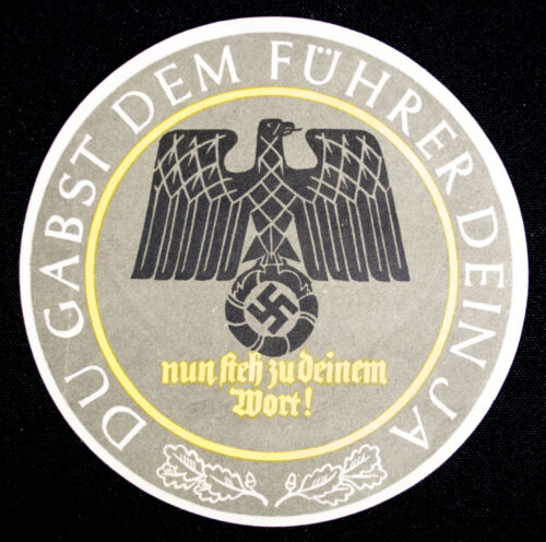WHW Winterhilfswerk Türplakette Du gabst dem Führer dein Ja! (1934)