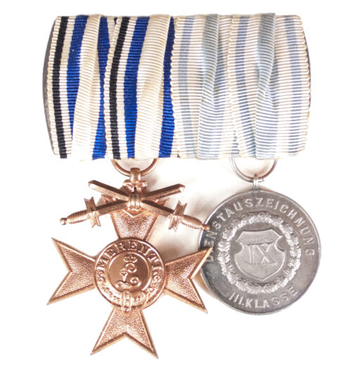 WWI Bavaria medalbar with Militärverdienstkreuz + Dienstauszeichnung 9 Jahre