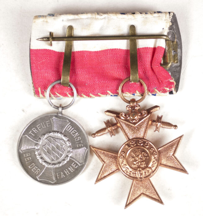 WWI Bavaria medalbar with Militärverdienstkreuz + Dienstauszeichnung 9 Jahre