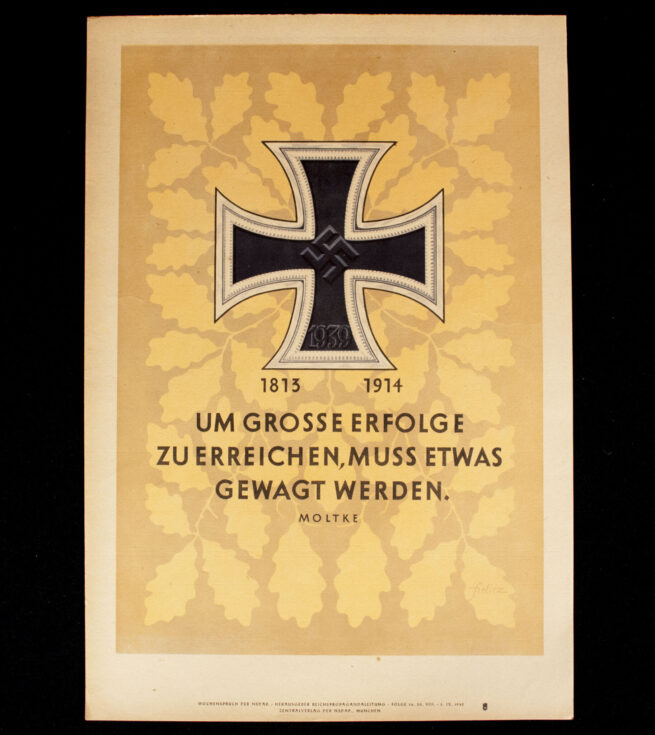 WWII German NSDAP Wochenspruch (propaganda miniposter) – Iron Cross