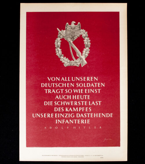 WWII German NSDAP Wochenspruch (propaganda miniposter) - Infanterie Sturmabzeichen 1942