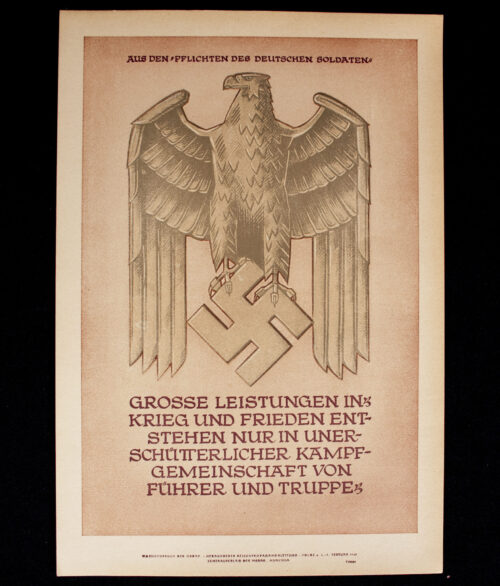 WWII German NSDAP Wochenspruch (propaganda miniposter) Pflichten des Deutschen Soldaten