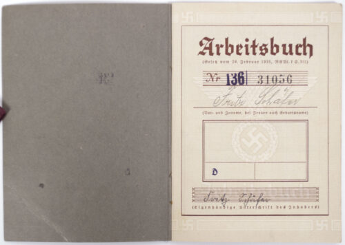 Arbeitsbuch - Arbeitsamt Detmold (1937)