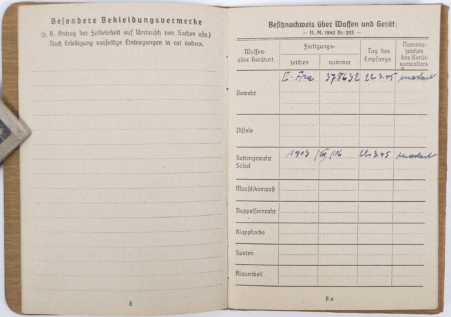 Late war Soldbuch of a member who went to the Volkssturm