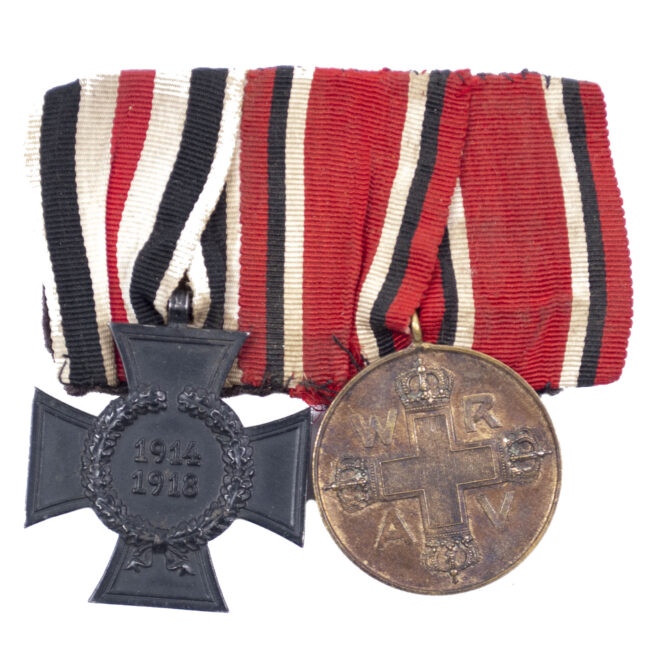 (Prussia) Female medalbar with Witwenkreuz + Prussian Red Cross medal