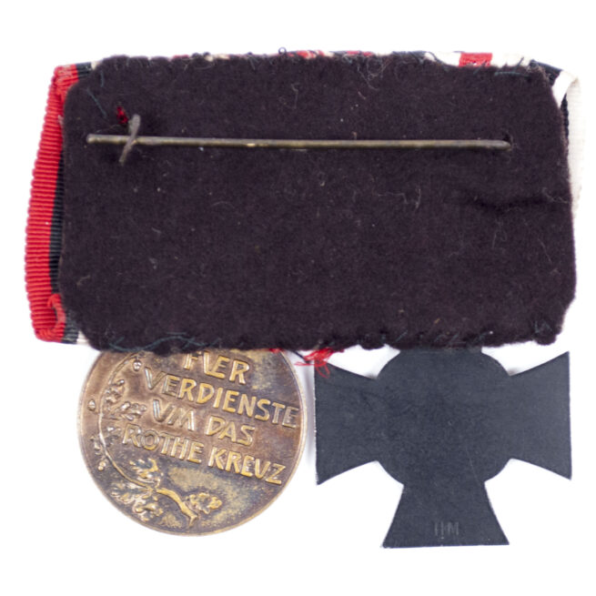 (Prussia) Female medalbar with Witwenkreuz + Prussian Red Cross medal