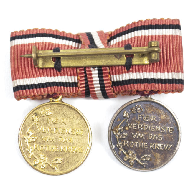 (Prussia) Miniature Red cross medals 3rd and 2nd Class on ribbon