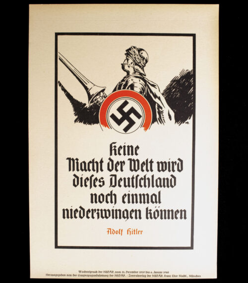 WWII German NSDAP Wochenspruch (propaganda miniposter) (1940)