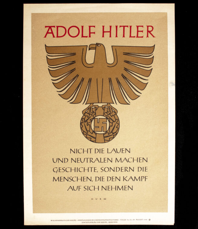 WWII German NSDAP Wochenspruch (propaganda miniposter) (1942)