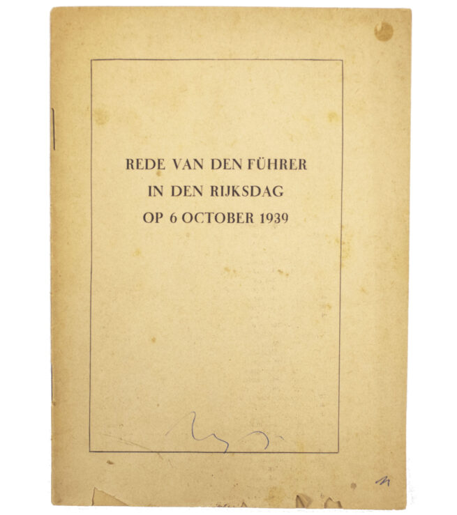 (Brochure) Hitler - Rede van den Führer in den Rijksdag op 6 october 1939