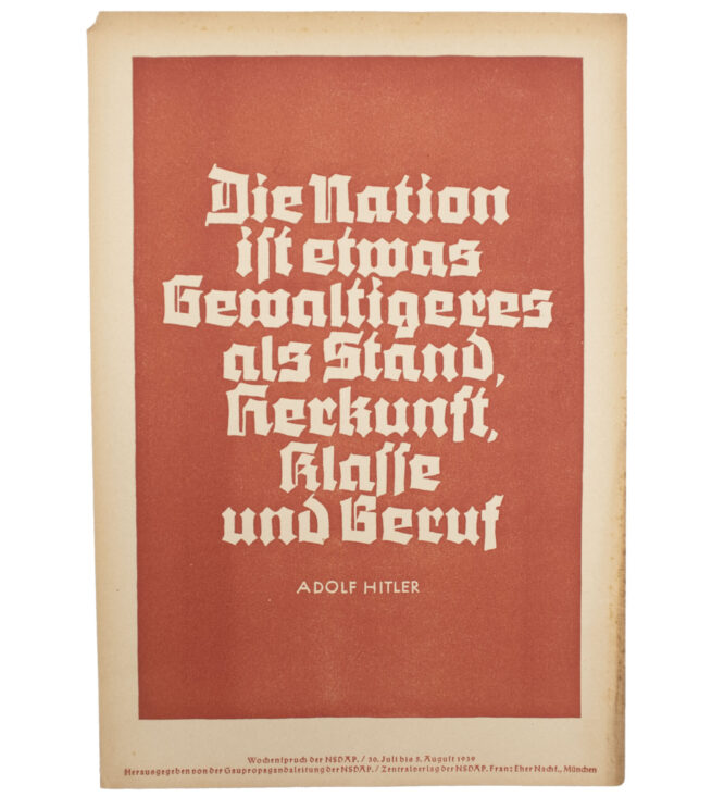 WWII German NSDAP Wochenspruch (Hitler) (1939)