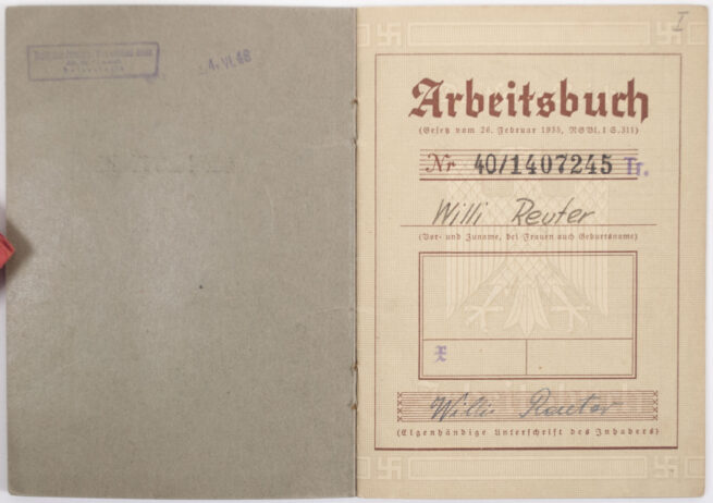 Arbeitsbuch 1e Type + Reichsbund der Deutschen Beamten Mitgliedskarte
