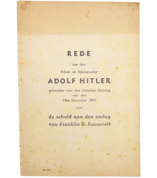 (Brochure) Rede van den Führer en Rijkskanselier Adolf Hitler...