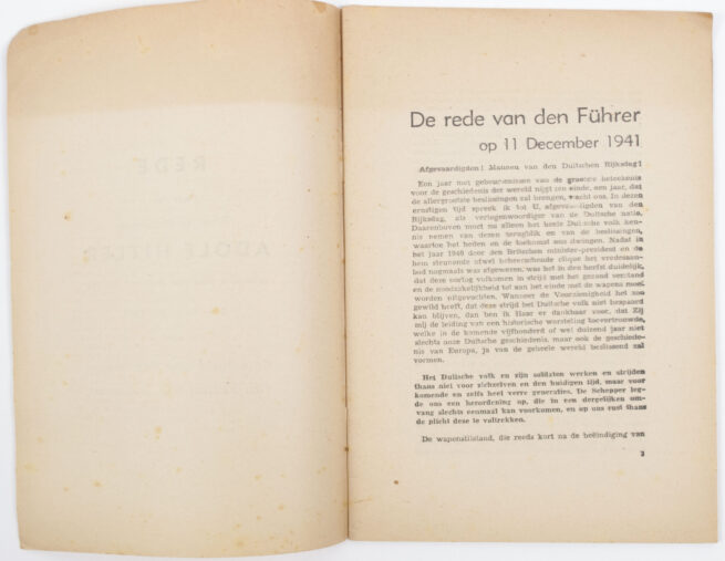 (Brochure) Rede van den Führer en Rijkskanselier Adolf Hitler...