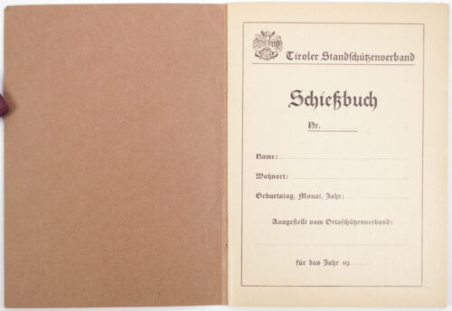 Tiroler Standschützenverband Jahres Schießbuch für Pflichtübungen